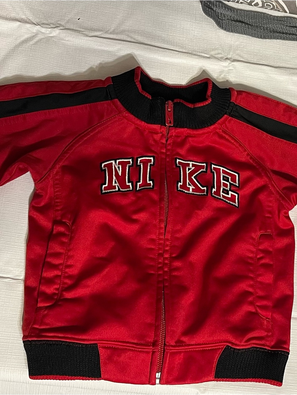 Nike Kids Red and Black Zip-Front Track Jacket